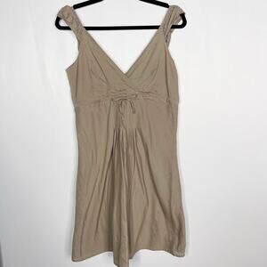 Patagonia Womens Small S Brown Water Girl Organic Cotton V Neck Dress Sleeveless